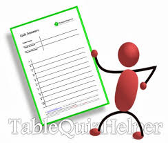 I know that it's more fun to put together questions that follow a theme, but don't do it. Table Quiz Helper Table Quiz Answer Sheets