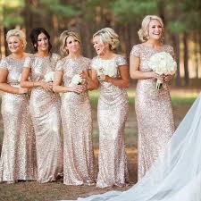 Elegant Gold Bronze Shimmering Dresses For Bridesmaids Cap Sleeve Bridesmaid Dress Gold Sequin Bridesmaid Dress Bridesmaid Dresses