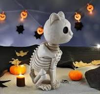 Skelet standbeeld, kat skelet ornament, skelet kat Halloween ...