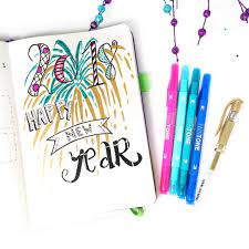 Happy New Year New Year New Bullet Journal New Cover Page Features Gold Gel Pen Tom Bullet Journal Cover Page Planner Bullet Journal Bullet Journal Layout