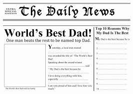 Best Dad Award Printable Lovely Father S Day Resources Newspaper Front Page Template Worlds Best Dad Easy Father S Day Gifts Fathers Day Crafts
