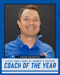 Shawn Uhlenhake received the KJCCC DI Women's Soccer Coach of the Year! He  led KCKCC to their second KJCCC Division 1 women's soccer regular season  title in program history after finishing with