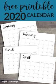 2020 Calendar Printable Free Template Paper Trail Design Calendar Printables Planner Printables Free Monthly Calendar Printable