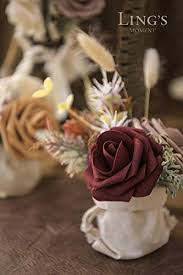 #1 brand in french styled artificial flowers, real looking and inexpensive. Ling S Moment Artificial Flowers Roses 50pcs Real Looking Burgundy Fake Roses W Stem For Diy Wedding Bouquets Centerpieces Arrangements Party Baby Shower Home Decorations Pricepulse