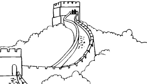 * * * * the great wall of china, ancient fortification to protect the northern border of the chinese empire coloring page. Great Wall Of China Coloring Page