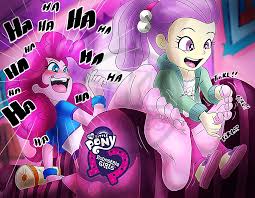 224031 - not furry, suggestive, artist:tkl-comics, pinkie pie (mlp), human,  mammal, equestria girls, friendship is magic, hasbro, my little pony,  barefoot, blushing, bottomwear, bracelet, clothes, couch, duo, duo female,  feet, female, females