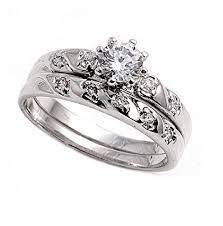 Round Center Cubic Zirconia Set Of 2 Ring Sterling Silver Size 9 Check Cubic Zirconia Rings Sterling Silver Cubic Zirconia Wedding Rings Wedding Ring Sets