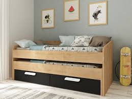 Cabrio letto singolo a scomparsa, betulla, 205x102. Letto Estraibile Anselme 90 X 190 Cm Quercia E Antracite