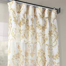 Terrace Gold Printed Faux Linen Sheer Curtain Sheer Linen Curtains Curtains Sheer Curtain