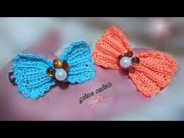 توك العيد كروشيه طريقة عمل توكة شعر على شكل فيونكة بطريقة سهلة جدا Youtube Crochet Accessories Crochet Crochet Earrings