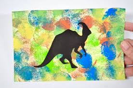 Grab some washi tape and make a background for your leaf with the tape! 4 Dinosaur Art Activities For Kids Silhouette Sensory Idea