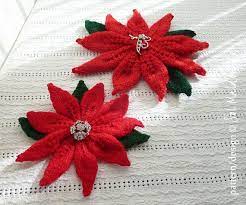 Flower Knit Pattern Poinsettia Brooch Christmas Wreath Tree Ornament Knit Pattern Flower Christmas Accessory Decor Poinsettia Flower In 2021 Knitted Christmas Decorations Christmas Knitting Patterns Christmas Knitting