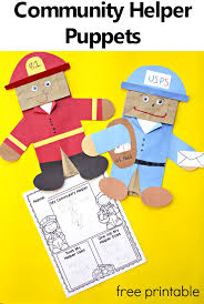 Preschool arts and crafts my community : Community Helper Paper Bag Puppets Template Novocom Top
