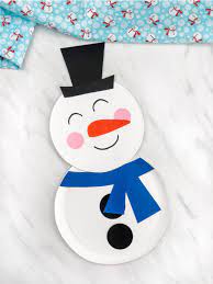 Snowman Paper Plate Craft For Kids Kindergarten Crafts Paper Plate Crafts For Kids Kindergarten Craft Activities