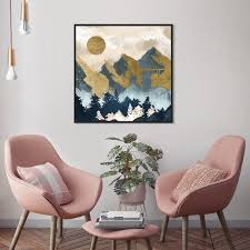Small decor is anything between 18 to 24 inches long. Oliver Gal Sapphire Mountain Range Nature And Landscape Wall Art Framed Canvas Print Mountains Blue Gold Overstock 32481343