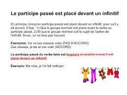Dans votre exemple « je l'ai vu ce soir », vu s'écrit vue parce que c'est suivi d'une phrase dont le sujet est. Accord Du Participe Passe