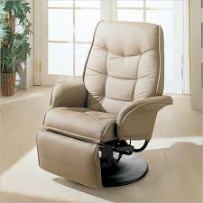 Coaster Berri Faux Leather Swivel Recliner In Beige And Black Swivel Recliner Swivel Recliner Chairs Recliner Chair