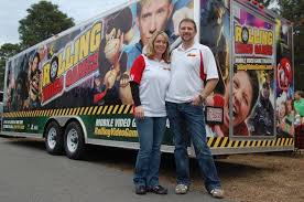 Play the hottest games in one of our climate controlled mobile game theaters! Dana And Ed Gainer With Their Rolling Video Games Trailer The Best Party In North Carolina Game Truck Party Video Game Video Game Party