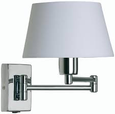 Industrial vintage black swing arm wall sconce for loft bedroom study room switch located upper of the shade makes this wall sconce lighting convenient to turn on/off the light. Armada Double Swing Arm Wall Light Switch Polished Chrome Cotton Shade