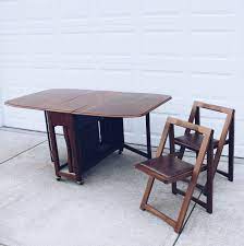 We offer a wide variety of wooden gate leg tables, in an array of. Drop Leaf Gateleg Dining Table With 4 Storable Chairs Set Chatham County Furniture Folding Chairs Table On Wheels Modern Art Room Modern Art Living Room Dining Table