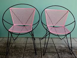 Vintage Mid Century Atomic Pink And Black Salterini Hoop Patio Etsy Retro Chair Wrought Iron Patio Chairs Wicker Chairs