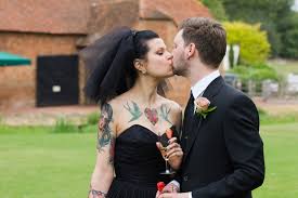It's totally fine to wear a black gown to your wedding. A Short Black Wedding Dress Sarah Adam S My Chemical Romance Rock N Roll Bride