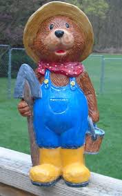 Concrete Statue Papa Garden Bear 13 5 Tall Teddy Bear Concrete Statues Statue White Wash Finish
