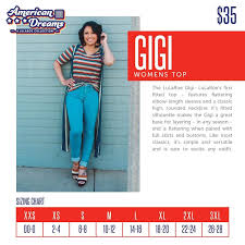 Lularoe Gigi Sizing Chart Lularoe American Dreams Lularoe