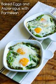 Baked Eggs And Asparagus With Parmesan Recipe Healthy Recipes Asparagus Recipe Brunch Recipes