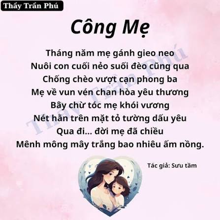 NHỮNG BÀI THƠ HAY VỀ MẸ DÀNH CHO CÁC BÉ TRƯỜNG MẦM NON TIÊN PHONG