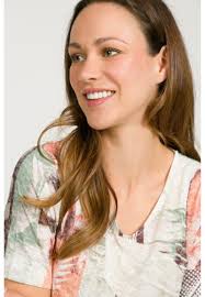 GINA LAURA PATCH V-AUSSCHNITT HALBARM