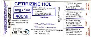 cetirizine fda prescribing