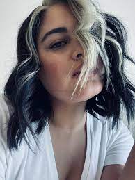 Beautiful silver blonde lob,'platinum blonde, ash blonde, light regarding well known dark blonde hairstyles with icy streaks view photo 3 of 20. Blonde Front Streaks Black Hair Blonde Streak Brown Blonde Hair Black Hair Dye