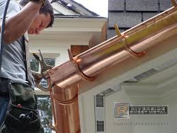 Gutter can be shipped in lengths of 6, 10, 15 and as the copper turns brown any fingerprints or discoloration will not be noticeable. Copper Gutters Half Round Copper Gutter Installation Riverside Sheet Metal Copper Gutters How To Install Gutters Gutters