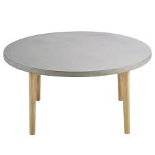A concrete table makeover for the patio. Round Solid Acacia And Concrete Garden Coffee Table Wes Maisons Du Monde