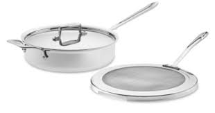 All Clad D5 Stainless Steel 4 Qt Deep Saute Pan With Splatter Screen Splatter Screens Saute Pan All Clad