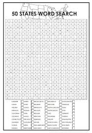 50 States Word Search Homeschool Learning 3rd Grade Words Social Studies Worksheets