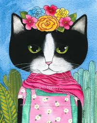 Tuxie Frida Catio From Facebook In 2020 Mexican Folk Art Painting Folk Art Cat Mexican Folk Art