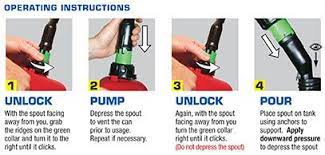 Second, position the nozzle into the tank filler hole, while also positioning part of the spout (a part of it which is intended to rest on the . Gas Can Replacement Spout 85040