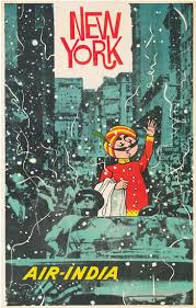 New York Vintage Air India Poster India Vintage Travel Posters India Poster Vintage Airline Posters