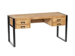 Schreibtisch weiß hochglanz bürotisch computertisch mit schubladen arbeitstisch. Schreibtisch Mangoholz Metall Harlem 4 Schubladen