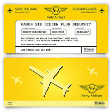 Ein gutschein für flüge ist deshalb eine ideale geschenkidee! Save The Date Karten Zur Hochzeit Flugticket Motiv In Gelb Ebay