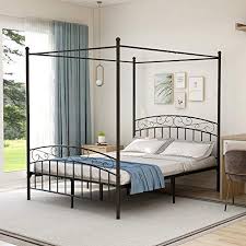 Choose from contactless same day delivery, drive up and more. Metal Canopy Bed Frame Queen Size With Headboard Footboard Sturdy Steel Easy Assembly Black Pricepulse