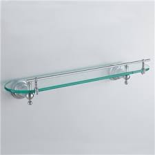 23.5 x 5.5 x 5.2. Modern Contemporary Chrome Finish Silver Single Layer Bath Shelf Brass Wall Mounted Glass Shelf With Rail