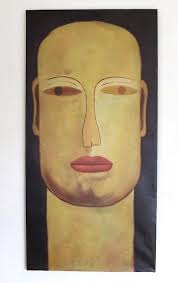 LARGE MID CENTURY Modern Female Portrait Oil Painting Expressionist 44x22  $1,200.00