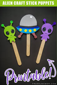 Print out the file on a4 or letter size cardstock. Alien Craft Stick Puppets With Free Template Frugal Mom Eh