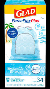 Clean and garbage free with glad kitchen trash bags from tall bags with reinforcing bands to tear resistant forceflex bags to odorshield bags that neutralize strong odors there s a variety of sizes and types. Scented Tall Kitchen Forceflexplus Bags Beachside Breeze Scent Glad
