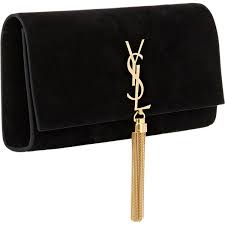 Saint Laurent Monogram Long Clutch 1 550 Liked On Polyvore Featuring Bags Handbags Clutches Blac Black Suede Handbag Saint Laurent Handbags Suede Purse