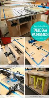 Table Saw Workbench Building Plans With Rockler T Track System Woodworkingtools Woodworking Woodworkingprojects Table Saw Workbench Table Saw Diy Table Saw