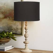 Shades have been painted yellow. Peyton Wood Table Lamp With Linen Drum Shade